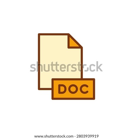 DOC icon in filled outline symbol style for word document
