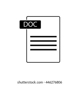 DOC icon. Flat vector illustration. Black and white.
