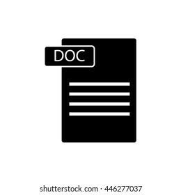 DOC icon. Flat vector illustration. Black and white.
