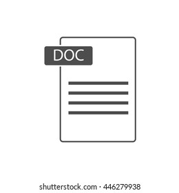 DOC icon. Flat vector illustration. Grey and white.   