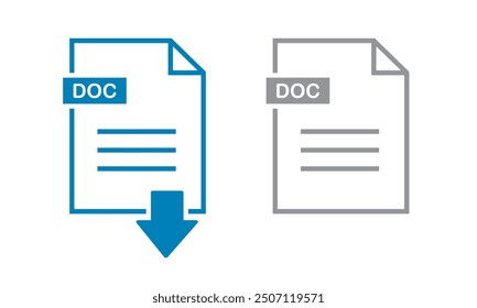 Doc icon on white background. file Doc download icon.