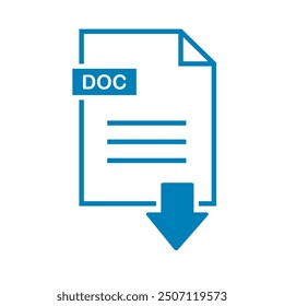 Doc icon on white background. file Doc download icon.