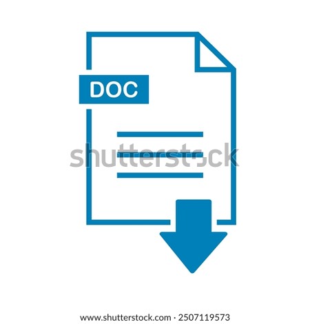 Doc icon on white background. file Doc download icon.