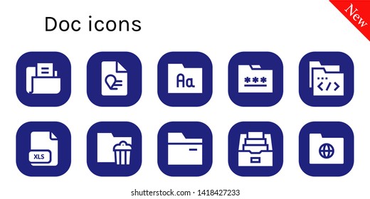 doc icon set. 10 filled doc icons.  Simple modern icons about  - Folder, Report, Xls