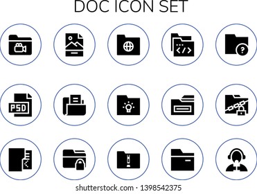 doc icon set. 15 filled doc icons.  Simple modern icons about  - Folder, Psd, Jpg, Reporter