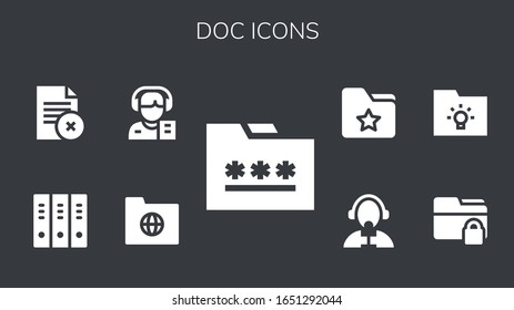 doc icon set. 9 filled doc icons. Included Folder, Reporter, Folders icons