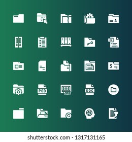 doc icon set. Collection of 25 filled doc icons included Report, Fixed, Folder, Doc, Jpg, Psd, Js, Folders