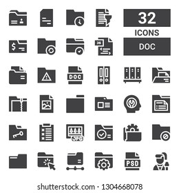 doc icon set. Collection of 32 filled doc icons included Reporter, Psd, Folder, Jpg, Report, Fixed, Jpeg, Folders, Doc, Js