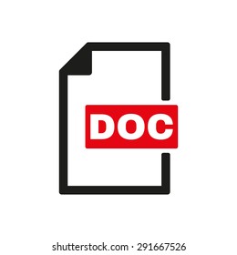 The DOC icon. Text file format symbol. Flat Vector illustration