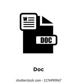 Doc icon vector isolated on white background, logo concept of Doc sign on transparent background, filled black symbol