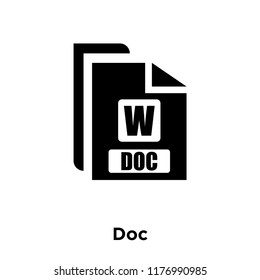 Doc icon vector isolated on white background, logo concept of Doc sign on transparent background, filled black symbol