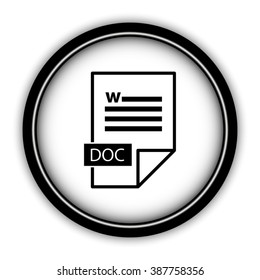 doc icon - vector icon; round  button with shadow