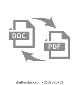 Vektorsymbol für die Konvertierung von Dokument in PDF. Dateikonvertierungs- und Konvertersymbol.