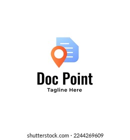 Plantilla de diseño de logotipo de punto de documento. Revisar el vector de icono de búsqueda, el concepto de análisis, corrección, evaluación, topografía, etc. 