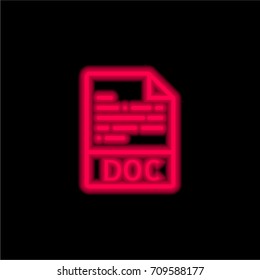 Doc red glowing neon ui ux icon. Glowing sign logo vector