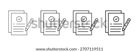 Doc Summary Icons Vector Set In Different Stroke Line Style