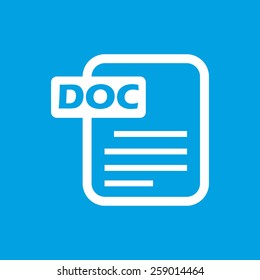 Doc web white icon isolated on a blue background. Vector symbol