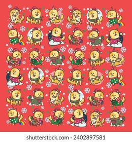 Docat's pattern for Christmas with cute poses