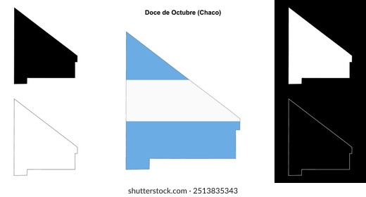 Doce de Octubre department (Chaco) outline map set