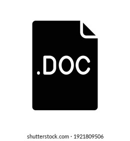 DOCfile format glyph icon. Linear style sign for mobile concept and web design. Simple solid symbol. Vector illustration isolated on white background. EPS 10.