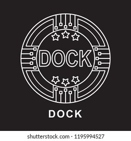 dock coin Cryptocurrency  icon with black background