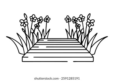 Dock flower Hand drawn line art flat vector illustration.