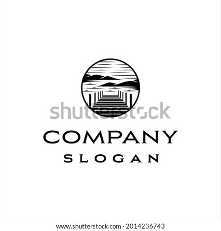 Dock and lake logo with classic style design