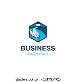 Dock Landscaping Nature Ocean Abstract Creative Logo