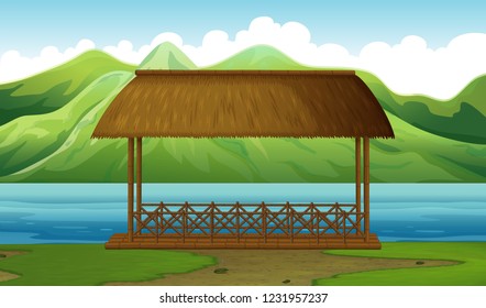 Un muelle en la ilustración de la naturaleza