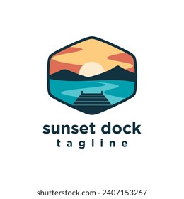 Design des Dock and Sunset Logos kreative Idee Inspiration, Design für die Reparatur von Gebäudedocks