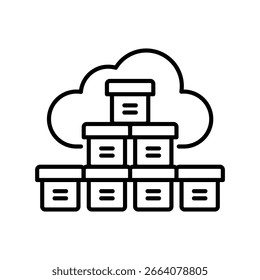 docker container black line icon. Vector isolated element.Editable stroke