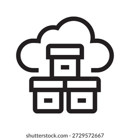 docker container black line icon. Vector isolated element. Minimal clean icons for apps and websites.