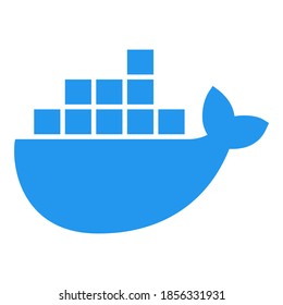 Docker emblem. A blue whale with several containers.