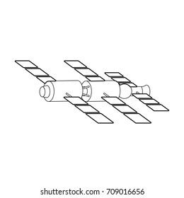 Docking Of A Space Station In Orbit. Space Technology Single Icon In Outline Style Vector Symbol Stock Illustration Web.