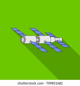 Docking Of A Space Station In Orbit. Space Technology Single Icon In Flat Style Vector Symbol Stock Illustration Web.