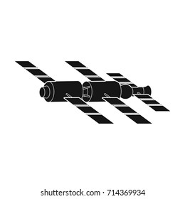 Docking Of A Space Station In Orbit. Space Technology Single Icon In Black Style Vector Symbol Stock Illustration Web.