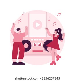 Docking station abstract concept vector illustration. Audio docking station, electronic device, play music, charging battery, connect headset, wireless speaker, home network abstract metaphor.