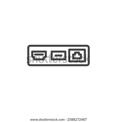Docking Station line icon. linear style sign for mobile concept and web design. Hub with multiple connection ports outline vector icon. Symbol, logo illustration. Vector graphics