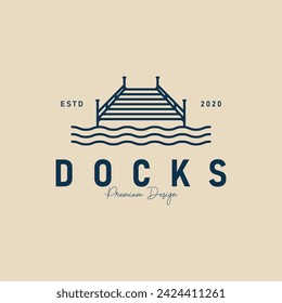 docks line art logo minimalist, icon vector pier simple logo illustration design