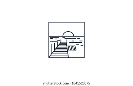 docks  line outline minimalist logo vector icon illustration