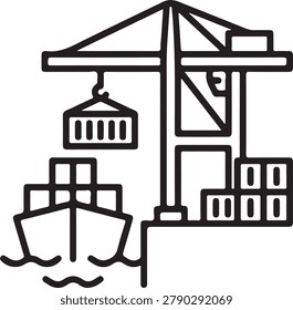 Dockside Cargo Crane Logistics Icon