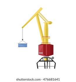 Dockside crane isolated on white background vector illustration