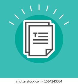 Docoment paragraph pictogram icon. Sticker style design. Office work file.