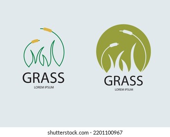 docorative outline and shape grass vector logo .lawn agriculture garden logo illustration 