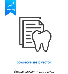Docs Dental Checklist, Teeth Diagnostic Report. Flat Vector Icon illustration. Simple black symbol on white background. Dental Checklist Teeth Report sign design template for web and mobile UI element
