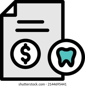 Lista de control dental de doctores, Informe de diagnóstico de dientes. Icono de vector plano. Sencillo símbolo negro sobre fondo blanco. Plantilla de diseño de señalización de informe de lista de comprobación dental para elementos de interfaz de usuario web y móvil