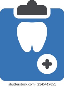 Docs Dental Checklist, Teeth Diagnostic Report. Flat Vector Icon illustration. Simple black symbol on white background. Dental Checklist Teeth Report sign design template for web and mobile UI element
