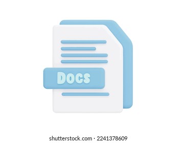 Archivo Docs con caricatura de iconos vectoriales 3d estilo mínimo