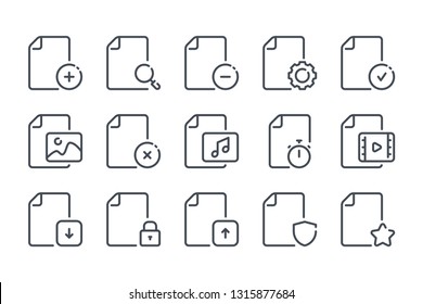 Docs and files configurations related line icons. Document vector linear icon set.