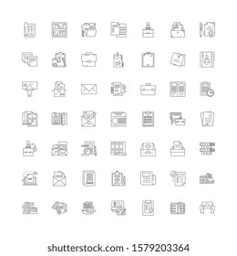 Docs and files linear icons, signs, symbols vector line illustration set